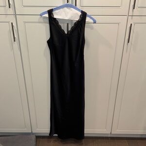 Nicole Miller Black Lace-Trim Maxi Dress